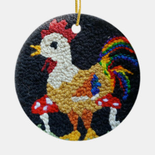 Ornamento de diseño de Needle Punch Rooster