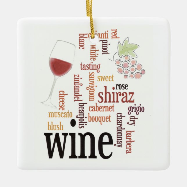 Ornamento de diseño de nube de Word Wine (Anverso)