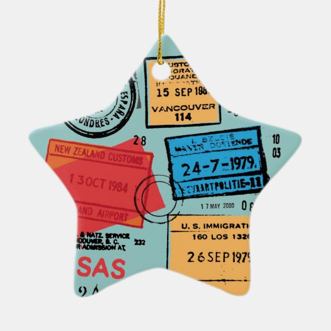 Ornamento de diseño de sellos de Passport (Frente)