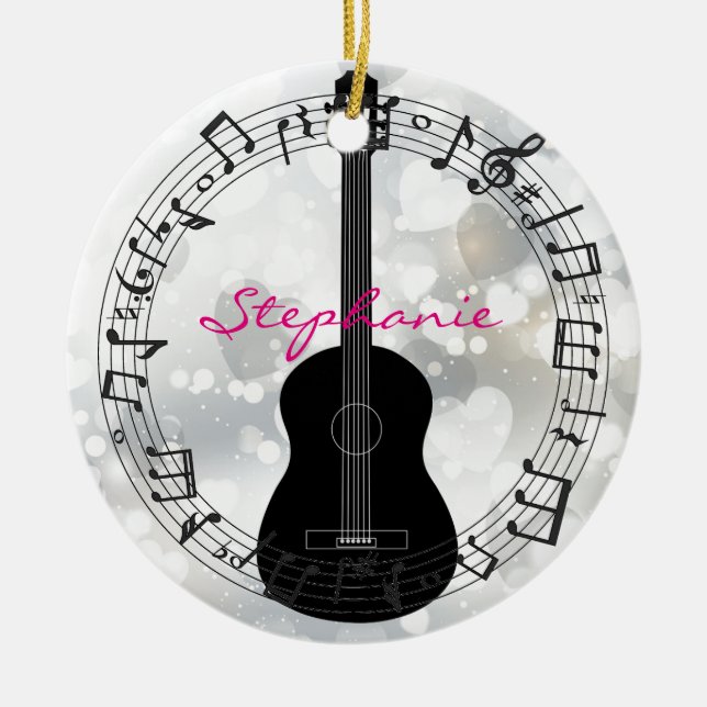 Ornamento de diseño de silueta de guitarra acústic (Frente)