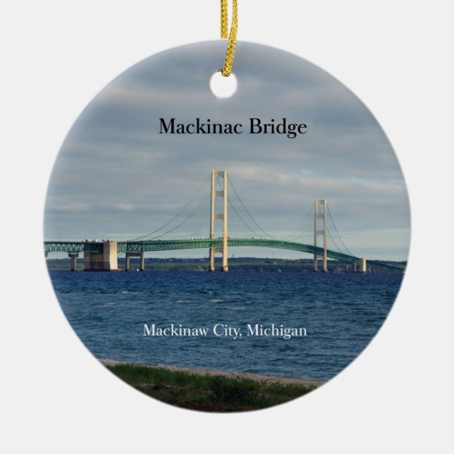 Ornamento de doble cara del puente de Mackinac (Frente)