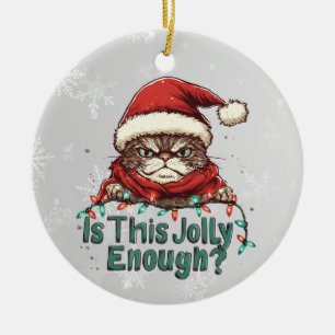 Ornamento de dos lados de Navidades de gatos Grump