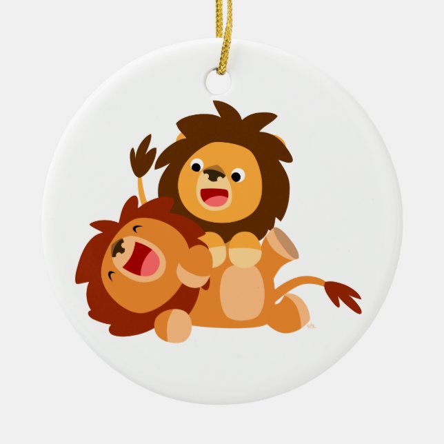 Ornamento de dos Personalizados de leones adorable (Frente)