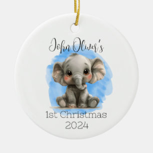 Ornamento de elefante personalizado de Baby Boy