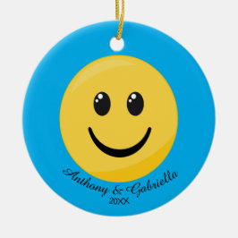 Ornamento de Emoji personalizado de cara feliz