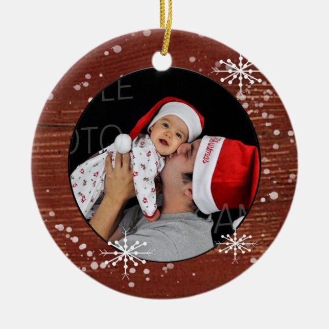 Ornamento de encargo de la foto del copo de nieve (Frente)