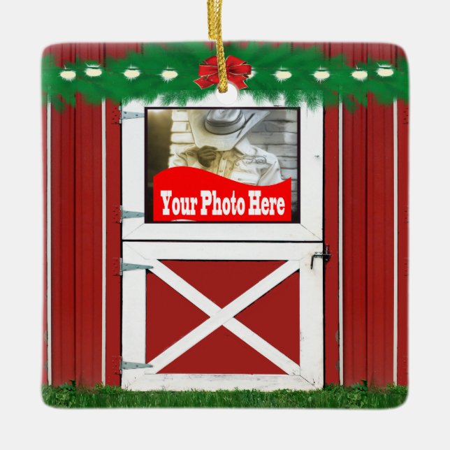 Ornamento de encargo del navidad de la foto del (Anverso)
