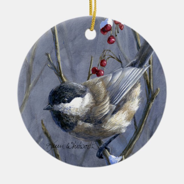 Ornamento de encargo del pájaro del Chickadee del (Frente)