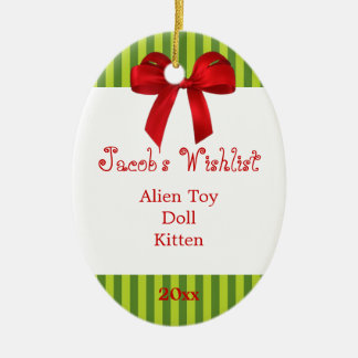 Ornamento de encargo verde y rojo de Wishlist