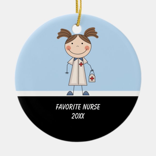 Ornamento de enfermera Chica Adorable (Frente)