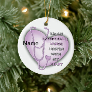 Ornamento de enfermera morado excepcional