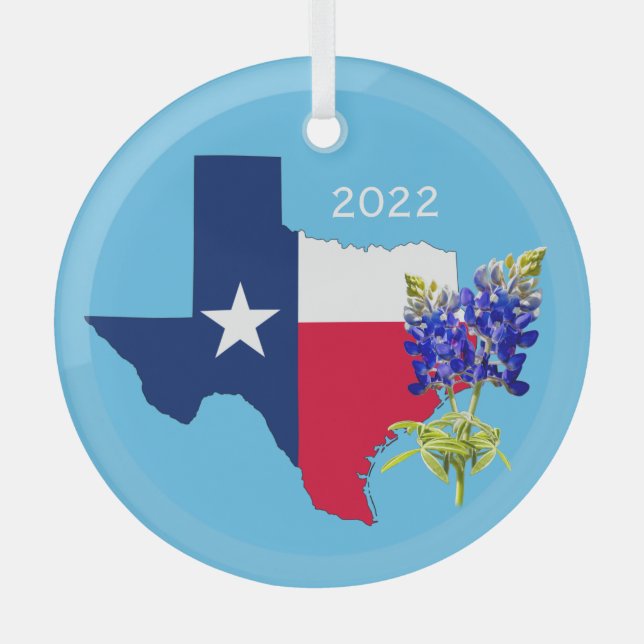 Ornamento de esquema de estado de Texas y Bluebonn (Anverso)