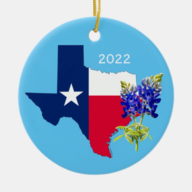 Ornamento de esquema de Texas y Bluebonnets (Frente)