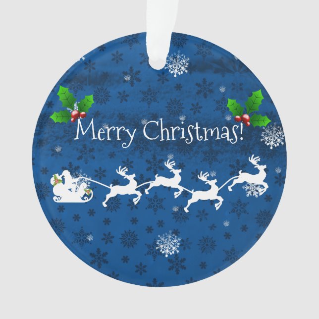 Ornamento de esquisto y reno de Santa Azul (Anverso)