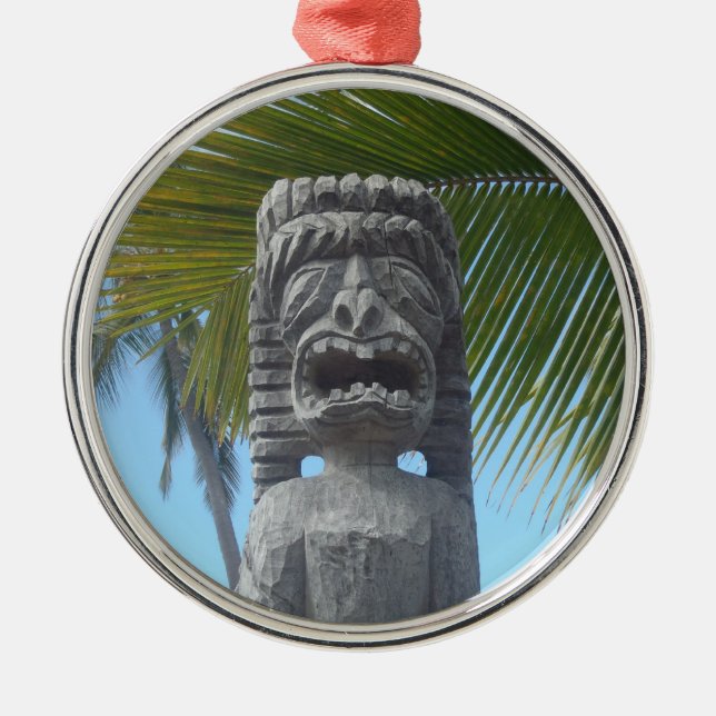 Ornamento de estatua del hombre tiki con cara dive (Frente)