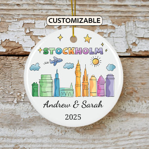 Ornamento de estocolmo de Skyline personalizado, S