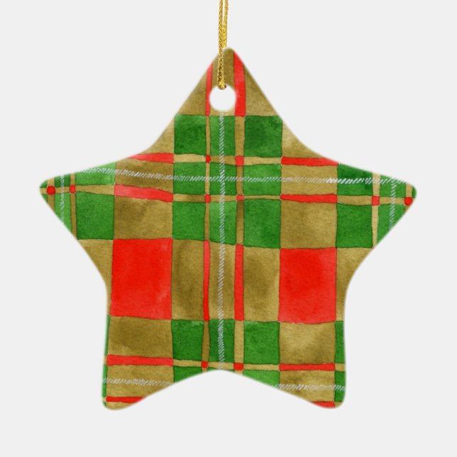 Ornamento de estrella cerámica MAC GREGOR TARTAN (Frente)