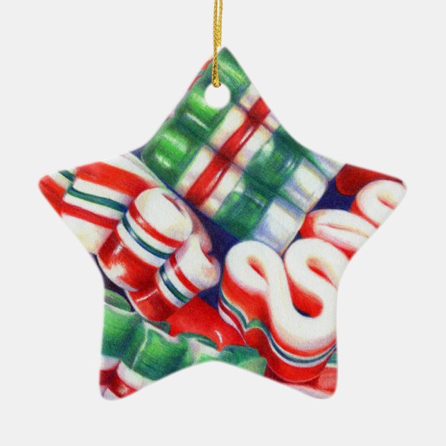 Ornamento de estrella cerámica RIBBON CANDY (Frente)
