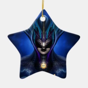 Ornamento de estrella de cerámica azul Taidushan S