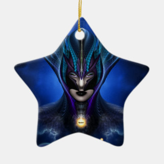 Ornamento de estrella de cerámica azul Taidushan S