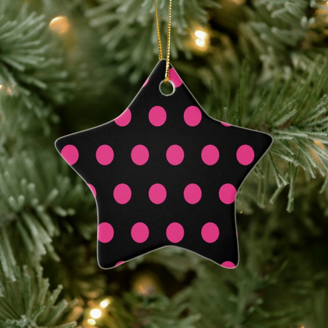 Ornamento de estrella de cerámica Polka Dot (negro (Árbol)
