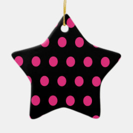 Ornamento de estrella de cerámica Polka Dot (negro