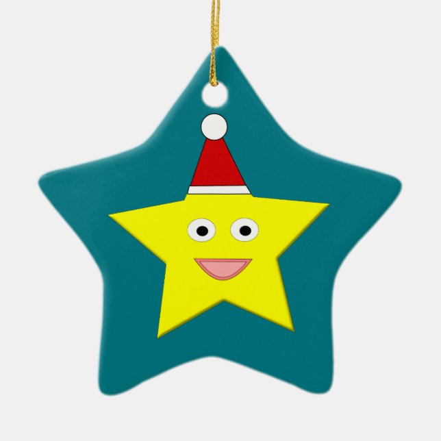 Ornamento de estrella de Navidades pequeños felice (Frente)
