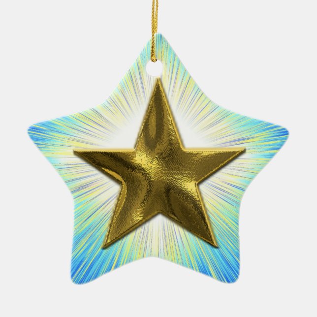 Ornamento de estrella de oro personalizado (Frente)