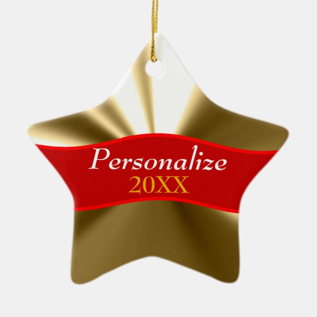 Ornamento de estrella de oro personalizado (Frente)