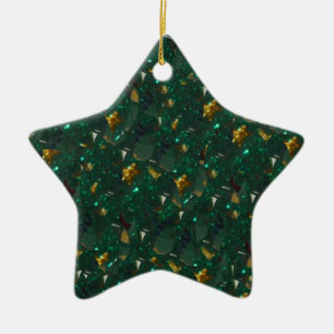 Ornamento de estrella verde afilado al oro