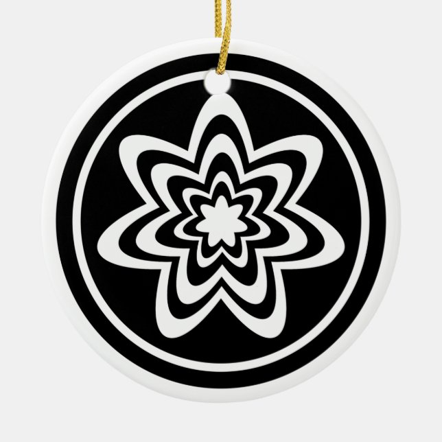 Ornamento de explosión floral, blanco y negro (Frente)