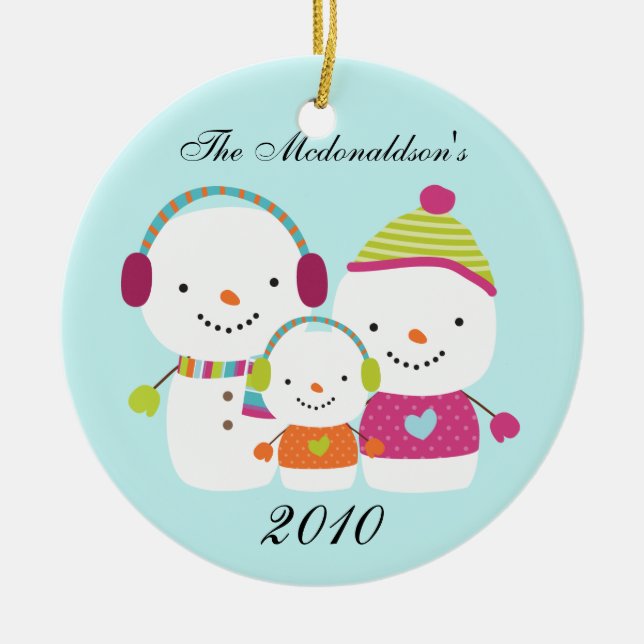 Ornamento de familia Personalizado Snowman persona (Frente)