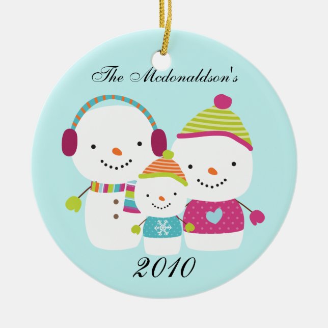 Ornamento de familia Personalizado Snowman persona (Frente)