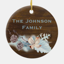 Ornamento de familia Rustic Wood Look Navidades