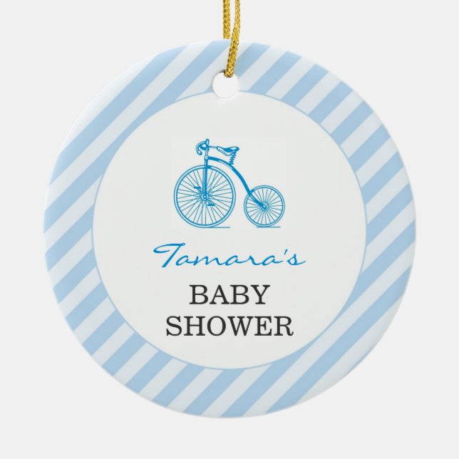 Ornamento de Favor de Baby Shower Azul (Frente)