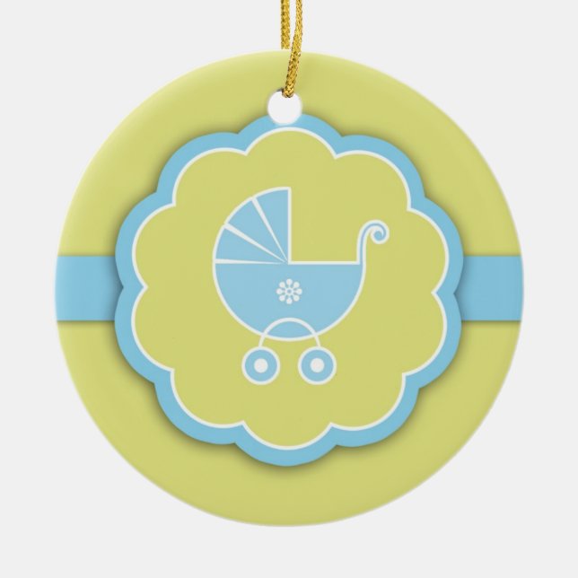 Ornamento de Favor de Baby Shower Azul (Frente)