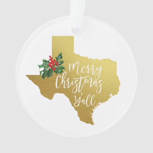 Ornamento de Feliz Navidad Y'all Texas (Anverso)