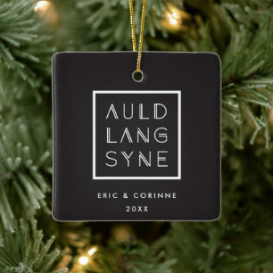 Ornamento de feriado con marco de Auld Lang Syne -