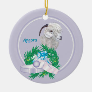 Ornamento de feriado de Angora Goat Wreath