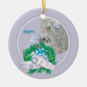 Ornamento de feriado de Angora Goat Wreath