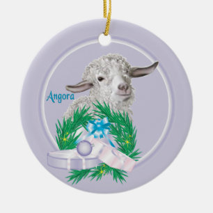 Ornamento de feriado de Angora Goat Wreath