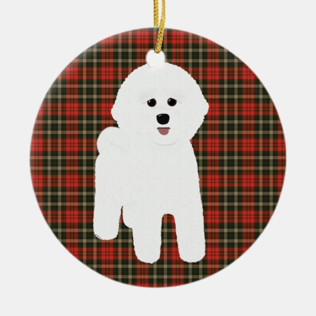 Ornamento de feriado de Bichon Frise (Frente)