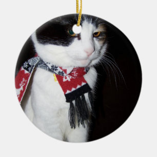 Ornamento de feriado de calico Cat con cojinete de