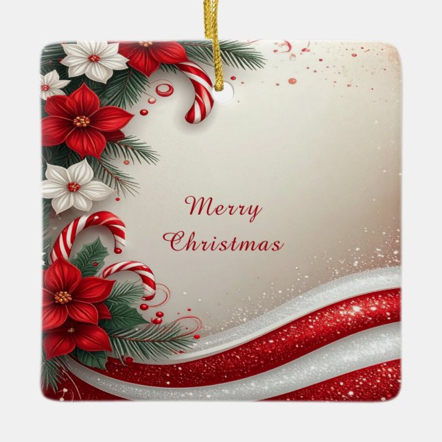 Ornamento de feriado de canes florales para navida (Anverso)