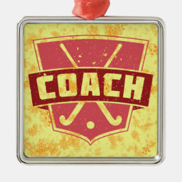 Ornamento de feriado de entrenador de hockey sobre