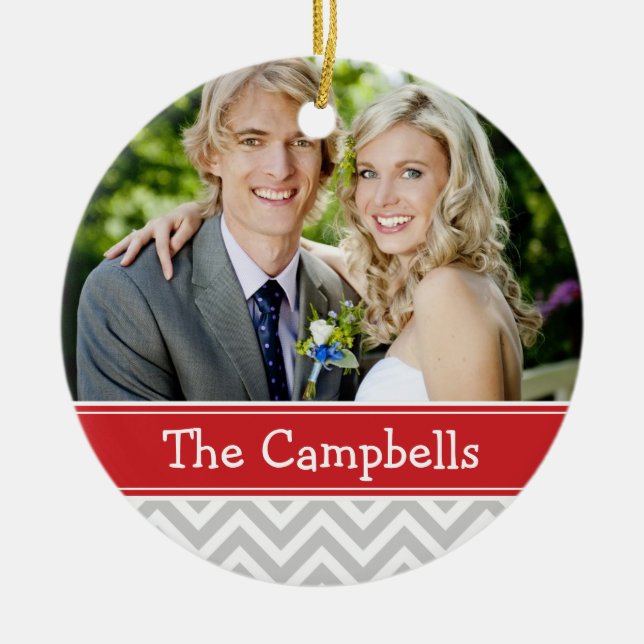 Ornamento de feriado de foto de boda personalizada (Frente)