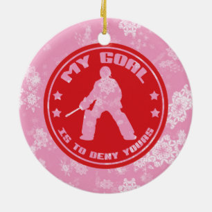 Ornamento de feriado de Goalie de hockey sobre hie