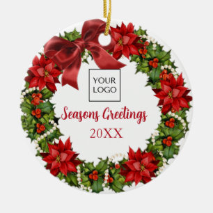 Ornamento de feriado de la Compañía Wreath con log