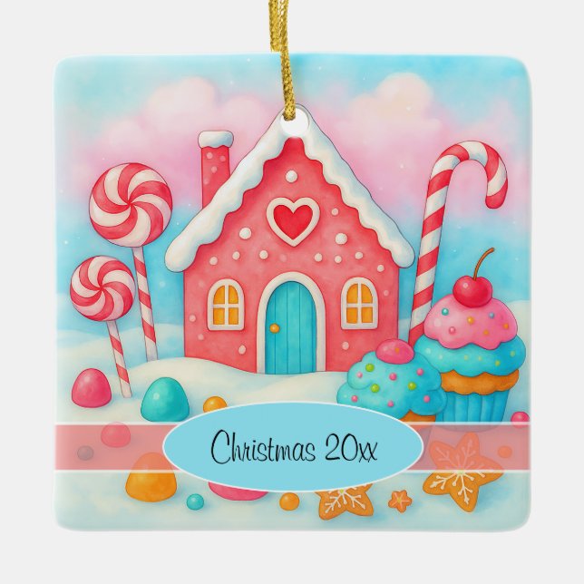 Ornamento de feriado de Navidades de Candyland (Anverso)