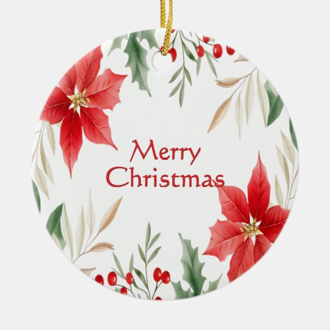 Ornamento de feriado de Navidades de Poinsettia Ro (Frente)